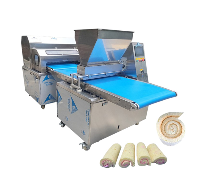 Automatic Roll Cake Cream Coating and Rolling Machine