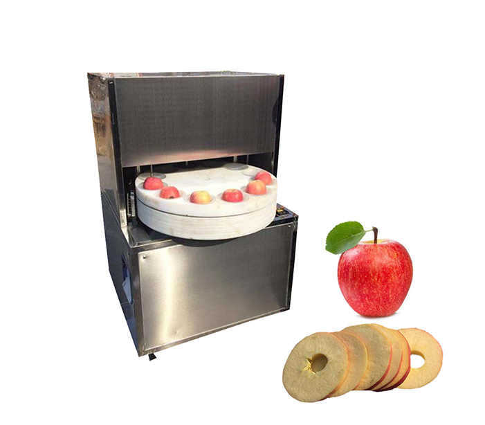 Semi-automatic apple corer and slicer